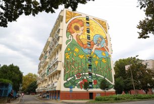 Szeged, Székely sor, falfestés, szecesszió, tízemeletes ház, házfal, festmény, Mihálik Edvin